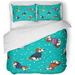 FMSHPON 3 Piece Bedding Set New Year and Christmas with Dogs in Colorful Sweaters Winter Greeting Twin Size Duvet Cover with 2 Pillowcase for Home Bedding Room Decoration