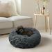 PetAmi Small Calming Dog Bed for Dogs Puppy Round Washable Pet Bed for Cat Kitten Anti Anxiety Dog Bed Cuddler for Couch Fluffy Plush Circular Dog Donut Bed Fits up to 25 lbs 23 inch Dark Gray