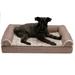 FurHaven Pet Products Luxe Fur & Performance Linen Full Support Orthopedic Sofa Pet Bed for Dogs & Cats - Woodsmoke Medium