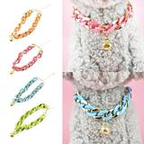 XWQ Pet Neck Chain with Extension Chain Fashion Bell Collar French Bulldog Necklace Jewelry Pet Accessories