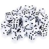 50 or 100 Pack of Bulk Six Sided Dice|D6 Standard 16mm|Great for Board Games Casino Games & Tabletop RPGs| White- 50 Count