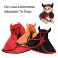 Yirtree Pet Cloak Comfortable Adjustable Tie Rope Devil s Horn Halloween Cosplay Cat Costumes Puppy Hooded Cloak Dog Accessories