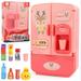 CNKOO Mini Double Doo Fridge Appliances Perfect Little Pink Refrigerator Dream Kitchen Mini Refrigerator Pink Toy Fridge Playset for Dolls w/ 9 Toy Kitchen Accessories