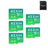 KEXIN 64GB Micro SD Card with Adapter Class 10 U3 High Speed Memory Card for Camera/ Drone/Dash Cam/Nintendo Switch/Tablet 5pack