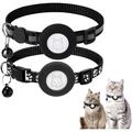 Frusde 2Pack Airtag Cat Collar Reflective Cat Collar with Safety Buckle&Bell for Small Pets Cats Puppies-Black