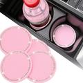 OBOSOE Auto Sport Car Cup Holder Insert Cup Holder Coaster Cup Mat Crystal Rhinestone Bling 2.75 Inch Diameter Vehicle Travel Home Use Cup Pad 4 Pcs Pack Car Accessories (Pink)