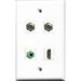 RiteAV 1 Port HDMI and 1 Port RCA Green 2 Port Coax Cable TV- F-Type Wall Plate