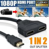 HDMI Splitter Cable Male 1080P to Dual HDMI Female 1 to 2 Way HDMI Splitter Adapter Cable for HDTV HD LED LCD TV Support Two TVs at The Same Time Black