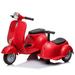 LISUEYNE Licensed Vespa Ride on Motorcycle with Side Car 2-Seater Electric Car for Kids Music Storage Bin Max Speed 3.7mph Red