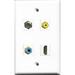 RiteAV 1 Port HDMI and 1 Port RCA Yellow and 1 Port RCA Blue and 1 Port Coax Cable TV- F-Type Wall Plate