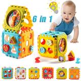 SUTENG 6-in-1 Activity Cube for Toddlers Baby Educational Musical Toy for Kids - Early Development Learning Toys with 6 Different Activities - Gift for Children 1 2 3 Years Old