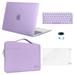 Mosiso 5 in 1 New Macbook Air 13 Inch Case A2337 M1 A2179 2020 Release Hard Case Shell Cover&Sleeve Bag for Apple MacBook Air 13 with Retina Display andTouch ID Light Purple