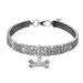 YUEHAO Cute Mini Pet Dog Bling Rhinestone Chocker Collars Fancy Dog Necklace Pet 3 Row Rhinestone Silver