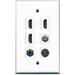 RiteAV - 3 HDMI 1 Port RCA Blue 1 Port Coax Cable TV- F-Type 1 Port S-Video Wall Plate