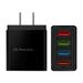 1 Pack 4 Ports USB Fast 3.0 Wall Charger Adapter Fast USB Charging Block Compatible for Samsung Galaxy iPhone Pad Tablet and More Black