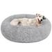 Nisrada Calming Donut Dog Bed Anti-Anxiety Self Warming Cozy Soft Plush Round Pet Bed Ideal for Both Home & Travel 27 L x 27 W x 8 H