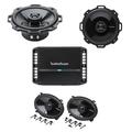 Rockford 400W 4CH. Amp w/ pairs of 4 x6 & 5.25 4 Ohm 2-Way Car Audio Speakers