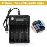 18650 Battery Charger for Rechargeable Li-ion Charger 4-Bay and USB Smart Universal 4 Slot Battery Charger for 10440 14500 16340 16650 14650 18350 18500 (Not Battery)