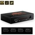Hdmi Splitter 1 in 4 Out V1.4b Powered Hdmi Video Splitter with AC Adaptor Duplicate/Mirror Screen Monitor Supports Ultra HD 1080P 2K and 3D Resolutions (1 Input to 4 Outputs)