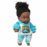 qucoqpe Mini Black Baby Doll Set - 8 Inch African Doll Set |Realistic Baby Doll Black Girl and Boy Baby Doll | Baby Dolls for 2 Year Old Girls | Doll Baby Toy for Toddlers | Toddler Baby Doll