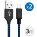 [2 Pack] 3ft Long MFI Certified Phone Charger Cable - Heavy-Duty Durable Braided Data Sync Lightning to USB Charging Cables Cords for iPhones - Blue