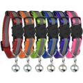 ]Upgraded Version - Reflective Cat Collar with Bell Set of 6 Solid & Safe Collars for Cats Nylon Mixed Colors Pet Collar Breakaway Cat Collar Free Replacement (6-Pack)