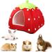 Small Animal Pet Winter House Red Strawberry Warm Nest Bed Rabbit Hamster House Bed Warm House Cage Nest for Chinchilla