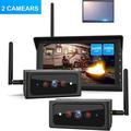 Auto-Vox Solar Wireless Backup Camera for Trucks Reverse Trailer Camera Systems with 2 Cameras 7 Rear View Monitor for RV