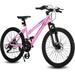 Elecony 24in Mountain Bike Steel 21 Speed Bike Girls Pink.