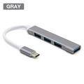 GRNSHTS USB C Hub USB Type C to 4 Ports USB 3.0 Hub Adapter Slim Data USB Hub Compatible for MacBook MacBook Pro and Type-C Laptops (Grey)