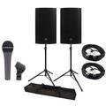 2 Mackie THUMP12A 2 Thump Series 12-Inch Powered Loudspeaker with MR DJ Speaker Stands Bag Mic XLR Cable Bundle