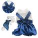 Dog Doggie Party Gowns Cute Pet Dress Puppy Princess Dress One Piece Bowknot Dress Pet Prom Clothes Blue X-Small