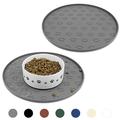 Ptlom 2Pcs Pet Placemat for Cats and Dogs Waterproof Non-Slip Pet Food Water Feed Mat High Lips Edge Cat Dog Mat Prevents Spill Suitable for Small Medium and Large Pet Gray