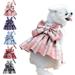 Princess Girl Dog Dress Plaid Cat Skirt Harness with Leash Set Pet Birthday Gift Halloween Cosplay Costume S-2XL