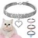 Rosnek Heart-shaped Dog Collar Rhinestone Cat Collar Neck Size 7.8/9.8/11.8 inch For Small Medium Dogs Cats Pet Pink Blue Red