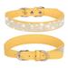 Crystal Rhinestone Reflective Dog Collar Small Medium Dog Pet Cat Leash Durable Yellow XS