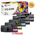 Toner Bank 5-Pack Compatible Toner Replacement for Dell 332-0399 332-0400 332-0401 332-0402 C1660W Printer Components Toner Ink 2x Black Cyan Magenta Yellow