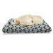 Floral Pet Bed Simplistic 4 Petal Flowers with Leafy Stems in Symmetrical Order Chew Resistant Pad for Dogs and Cats Cushion with Removable Cover 24 x 39 Petrol Blue Eggshell by Ambesonne