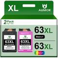 High Yield 63 Ink Cartridge 63XL Ink Cartridge Combo Replacement for HP Ink 63 Works with HP Envy 4520 4516 Officejet 5255 5258 DeskJet 1112 3632 3639 1112 2130 3632 3633 3634 (Black and Color 2-Pack)