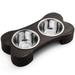 Pit stop Pet Food Bowls with Stand Puppy Dog Feeding Bowls With Non-Skid Wooden Stand Set of 2 Stainless Steel Food and Water Bowls for Dogs and Cats With Pine Wood Holder-Natural Wood Color-PET0006