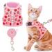MOOSUP Cat Harness Leash And Collar Set for Walking Escape Proof Safe Breathable Mesh Cat Dog Walking Harness Leads Adjustable for Kitties Puppies Small Animals Pink