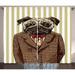 Pug Curtains 2 Panels Set Hand Drawn Sketch of Smart Dressed Dog Jacket Shirt Bow Suit Striped Background Window Drapes for Living Room Bedroom 108W X 84L Inches Brown Pale Brown by Ambesonne