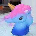 Hand-size Slow Rising My Unicorn Squishy with Gold Horn in Pink and Blue Ombre hair