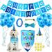 Dog Birthday Bandana Set Dog Birthday Boy Hat Scarfs Bow Tie Collar Flag Balloon with Number Cute Doggie Birthday Party Supplies Decorations
