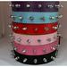 Vegan Leather Spiked Dog Collar XS S M L PU Leather Studded Dog Collar 1 Row Anti-Bite Studded Dog Collar -S-Red