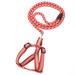 OUNONA Adjustable Pet Dog Puppy Cat Harness With Leash Reflective Walking Leash 1.5x120cm (Red)