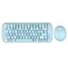 MOFii 2.4G Wireless Keyboard and Mouse Combo Mixed Color 84 Key Mini Keyboard Mouse Set with Circular Punk Key Caps & 1600DPI Mouse Blue