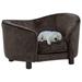 Dcenta Dog Sofa Plush Pet Bed with Cushion Wooden Legs Couch Brown for Dog Cat Puppy 27.2 x 19.3 x 15.7 Inches (W x D x H)