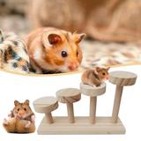AURORA TRADE Wooden Hamster Climbing Toys Platform Rat Habitat Playground Scratch Resistant Rest Stand Ladder for Small Animals Sugar Glider Chinchilla