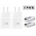 Alcatel Pop Star Adaptive Fast Charger Micro USB 2.0 Charging Kit [2x Wall Charger + 2x Micro USB Cable] Dual voltages for up to 60% Faster Charging! White